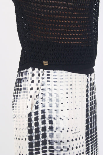 Maglia Cropped Traforata Nero - 7
