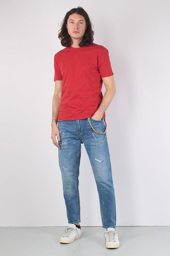 T-shirt Cotone Fiammato Rosso India - 4