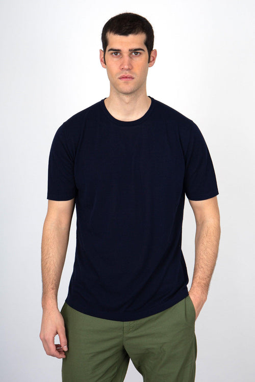 Maglia Girocollo Cotone Blu Navy - 1