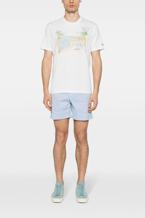 Saint Barth T-shirt Bianco Uomo Motivo Cala Comte