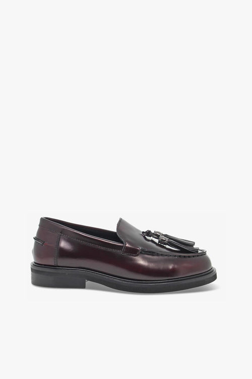 Scarpa bassa STILE INGLESE COLLEGE CON NAPPE in spazzolato bordeaux