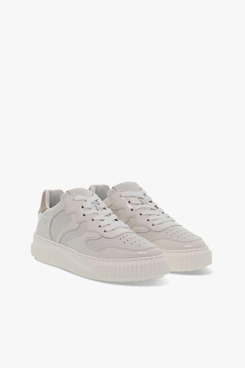 Sneakers LAURA 3B39 in pelle e vernice bianco e beige - 5