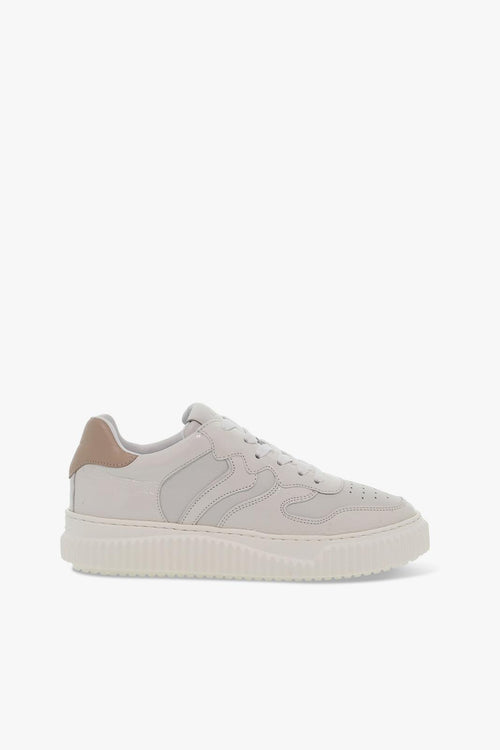 Sneakers LAURA 3B39 in pelle e vernice bianco e beige