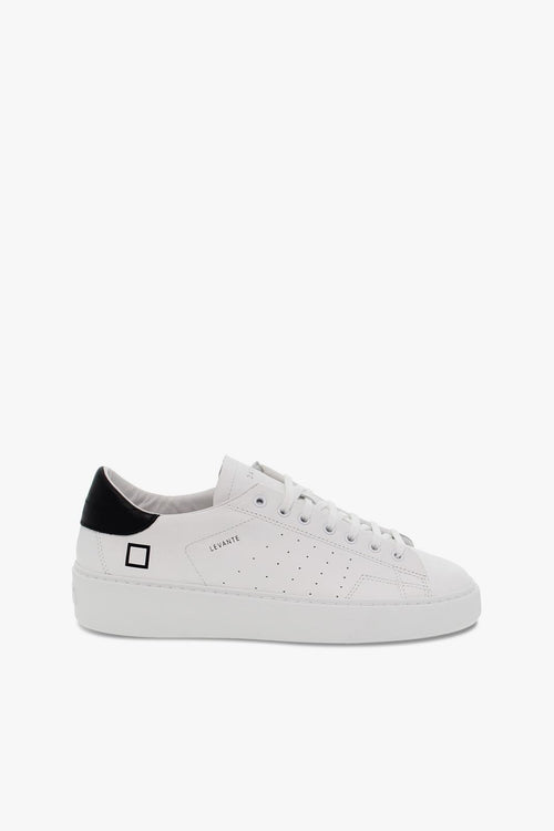 Sneakers LEVANTE CALF WHITE-BLACK in pelle bianco e nero