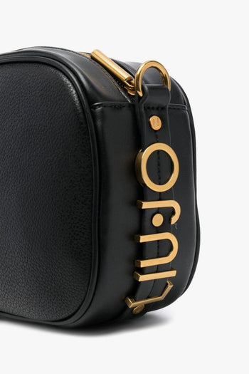 Borsa Nero Donna Placca Logo Dorata - 3