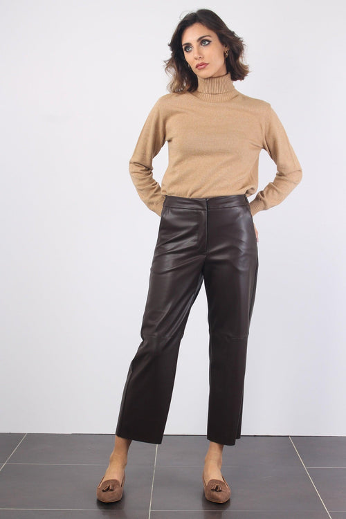 Pantalone Ecopelle Cropped Moro