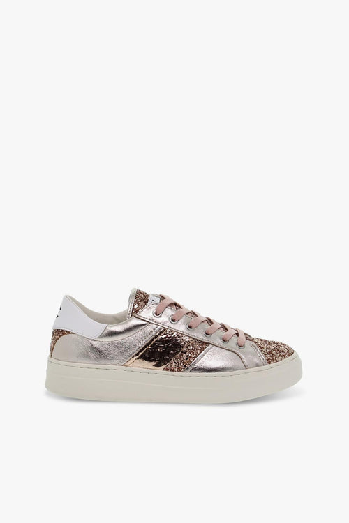 Sneakers SONIK LOW CUT in laminato e glitter carne e rosa