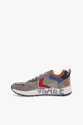 Sneakers CLUB16 in camoscio e nylon grigio e rosso - 3