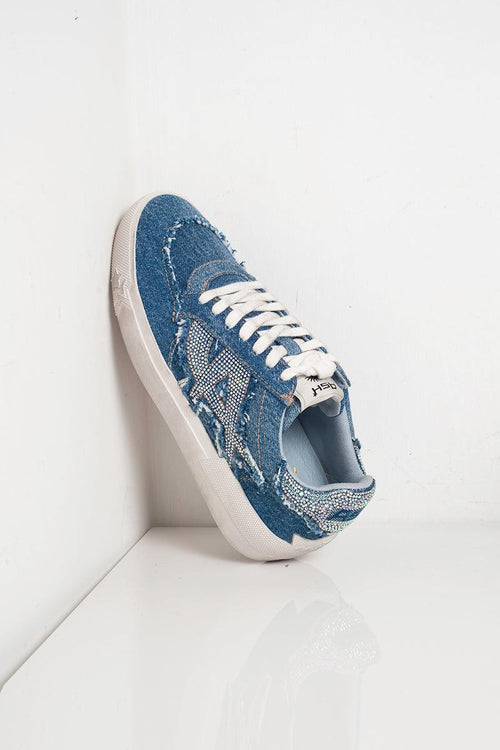 Sneaker malibu in denim con strass - 2