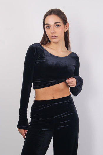 Sophie Maglia Cropped Vellut Nero - 6