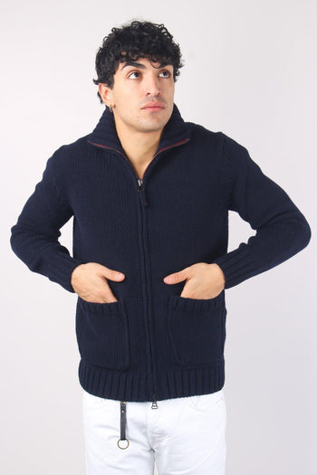 Maglia Full Zip Lana Merinos Navy - 3