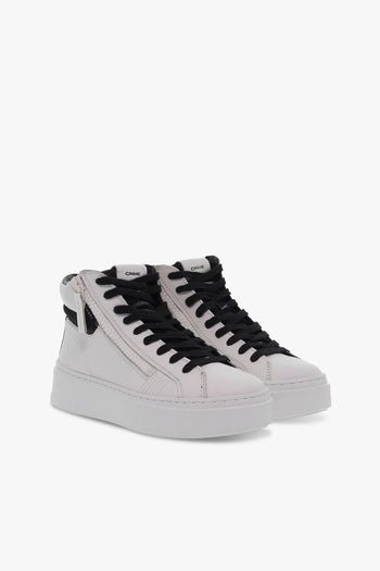 Sneakers WEIGHTLESS DOUBLE ZIP in pelle e nylon bianco e nero - 5