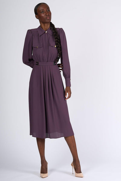 Elisabetta Franchi Abiti Color Prugna ABITO TUBINO MIDI PRUGNA