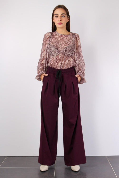 Pantalone Palazzo Effetto Lana Bordeaux - 1