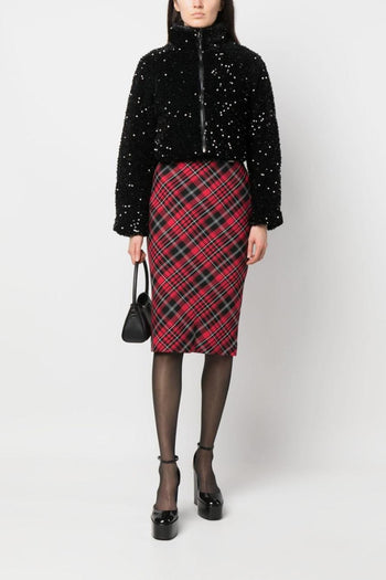 Giubbotto Nero Donna con paillettes a collo alto crop - 2