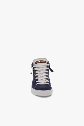 Sneakers HIGH TOP DOUBLE ZIP in pelle e nabuk blu e bianco Uomo Sneakers - 4