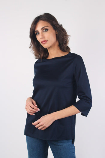 T-shirt Scollo Barca Jersey Blu Navy - 5