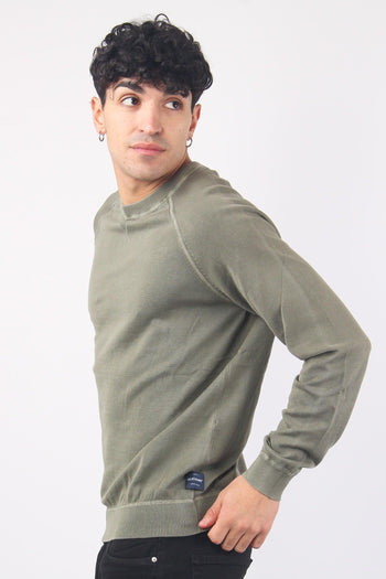 Girocollo Cotone Lavato Army Green - 5