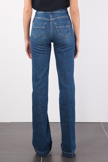 Jeans Bottoni Laterali Blue Vintage - 3