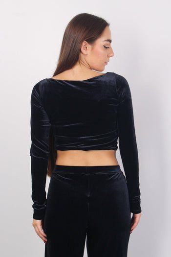 Sophie Maglia Cropped Vellut Nero - 3