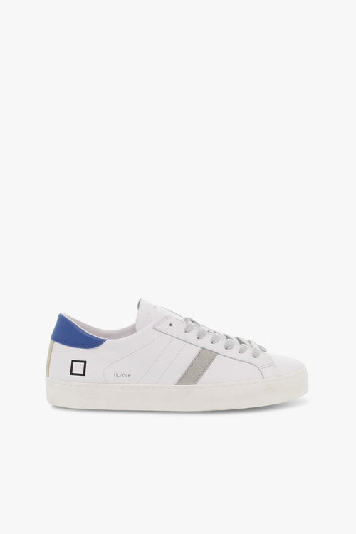 Sneakers HILL LOW CALF WHITE-BLUETTE in pelle bianco e bluette