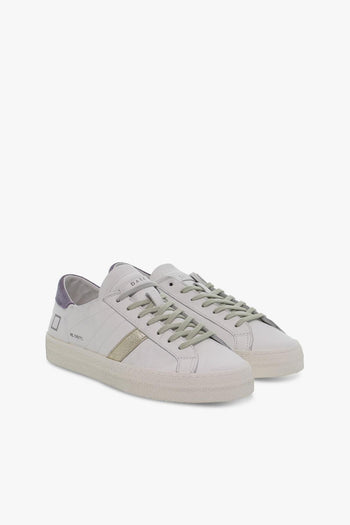 Sneakers HILL LOW VINTAGE CALF WHITE-LAVANDE in pelle e laminato bianco e platino - 5