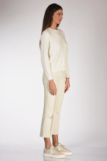 Maglia Girocollo Bianco Donna - 4