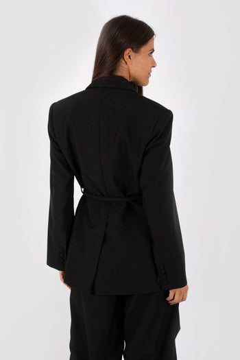 Giacca Con Cintura Nero Donna - 2