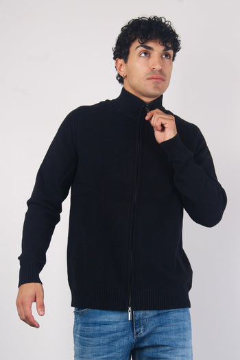 Maglia Zip Cucitura Rilievo Blue Black - 5