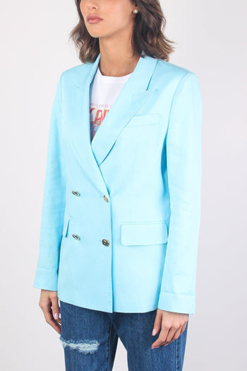 Giacca Doppiopetto Misto Lino Turchese - 7