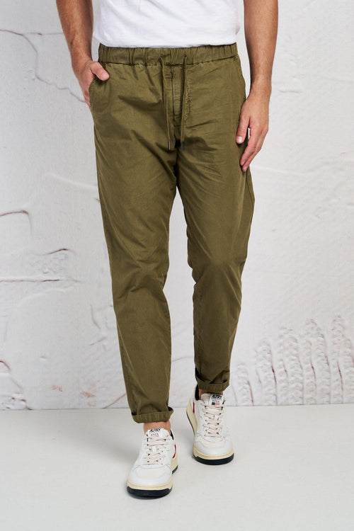 Pantalone Elastico in Vita e Coulisse Colore Verde 6495