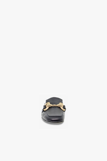 Sandalo basso SABOT FLAT SQUARE in pelle nero e oro - 4