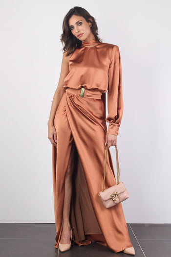 Ansonica Abito Lungo Raso Brown - 8