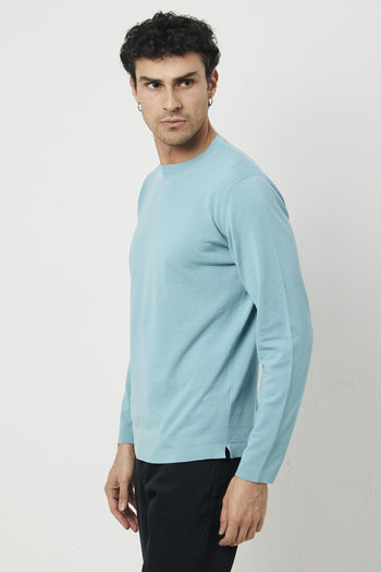 Maglia in cotone crepe verde acqua - 4