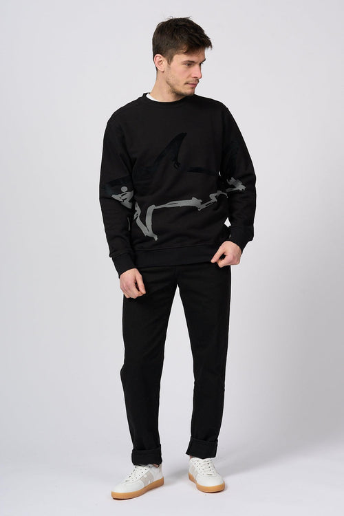 Felpa Girocollo Nero Uomo
