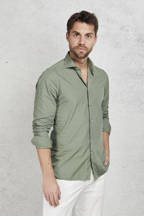 Camicia Cotone Lavato Verde Uomo - 2