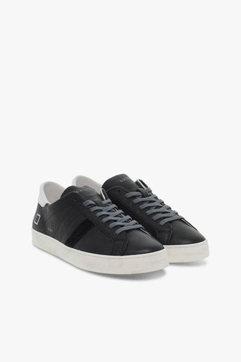 Sneakers HILL LOW CALF BLACK in pelle e camoscio nero e bianco - 5