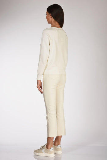 Maglia Girocollo Bianco Donna - 5