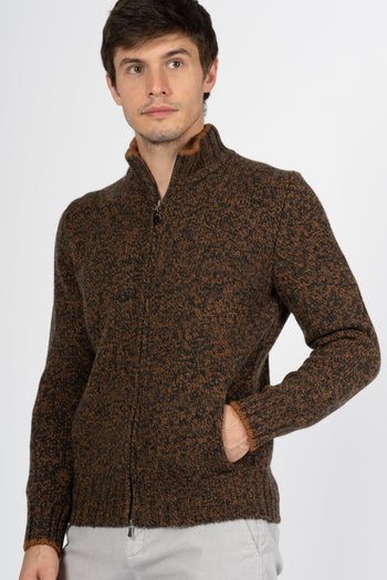 Cardigan Zip Marrone Uomo - 2