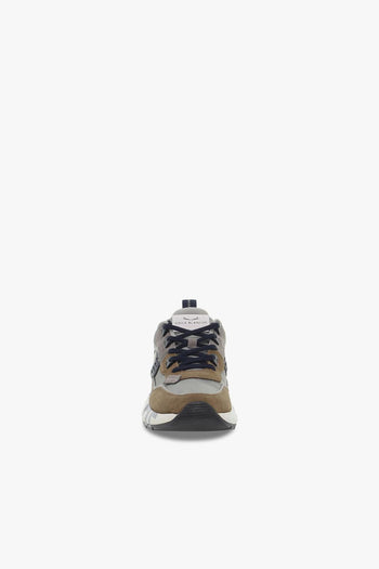 Sneakers CLUB01 2D03 in camoscio e tessuto taupe e navy - 4