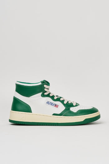 Medalist Mid Sneakers in pelle bianca e verde - 5