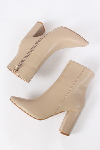Tronchetto Tacco Grosso Beige - 2