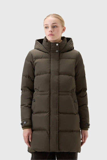 Piumino Alsea Puffy in Nylon Elasticizzato Verde Militare - 2