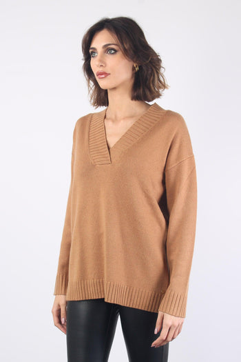 Indice Maglia Scollo V Cammello - 2