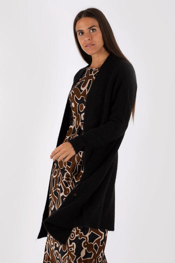 Maxi Cardigan Soft Stretch Nero Donna - 3