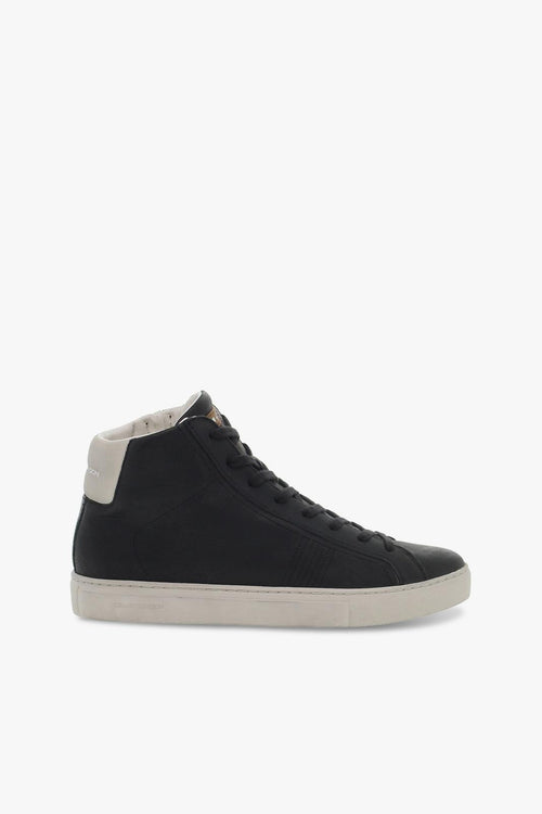 Sneakers HIGH TOP ESSENTIAL in pelle nero e bianco