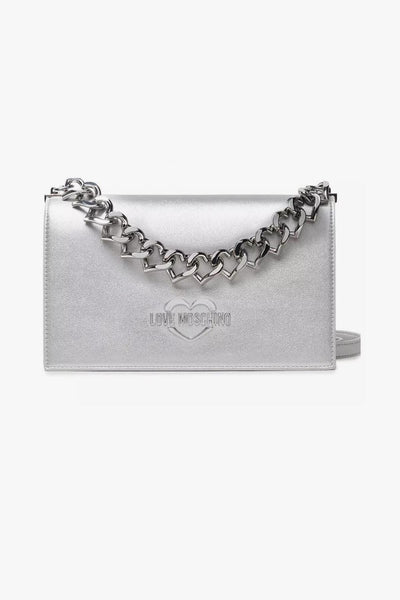 Borsetta Pochette Tracolla Catenella Heart Argento