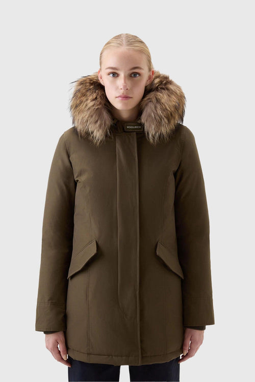 Arctic Parka Piumino Verde Militare con Pelliccia di Procione