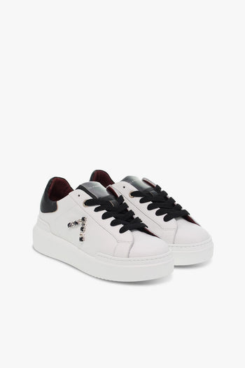 Sneakers in pelle e crack bianco e nero - 5