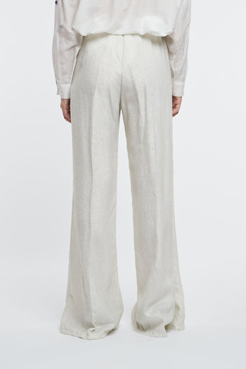 Pantalone Flared in Velluto Laminato Grigio Donna - 4